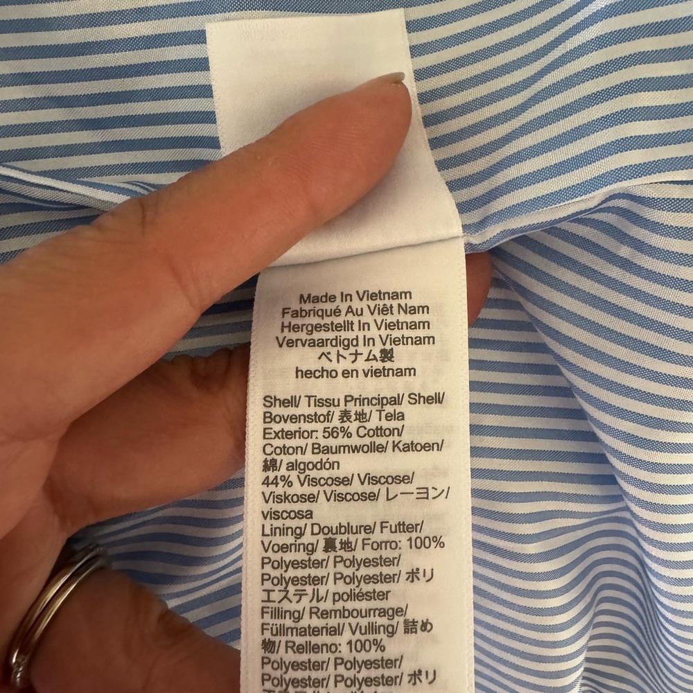 J.Crew Quilted Floral Jacket Blue Block Print Button Front Size 6 - Picture 12 of 12